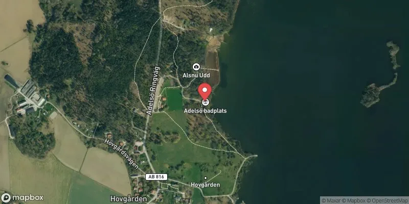 Satellitbild över Adelsö Badplats i Ekerö