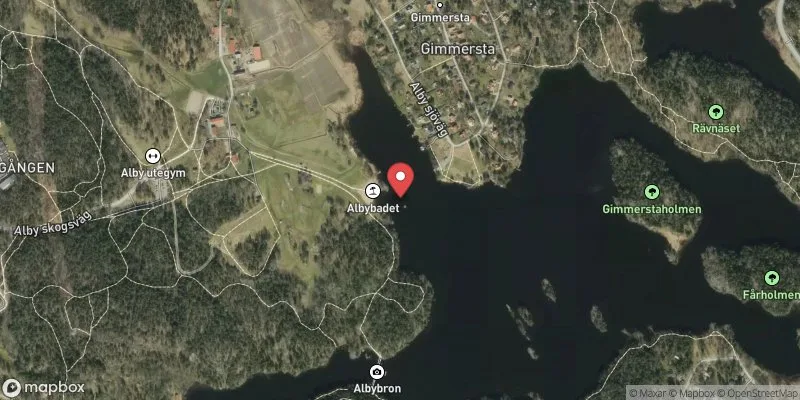 Satellitbild över Albybadet i Tyresö