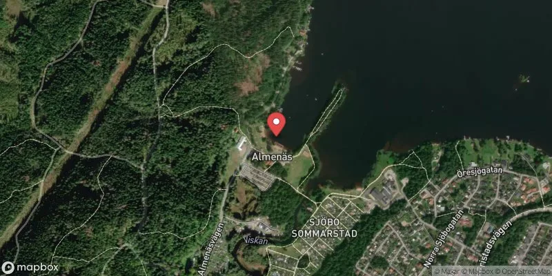 Satellitbild över Almenäs badplats, Öresjö i Borås