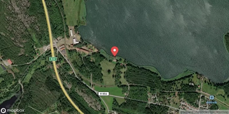 Satellitbild över Almviks badplats i Västervik