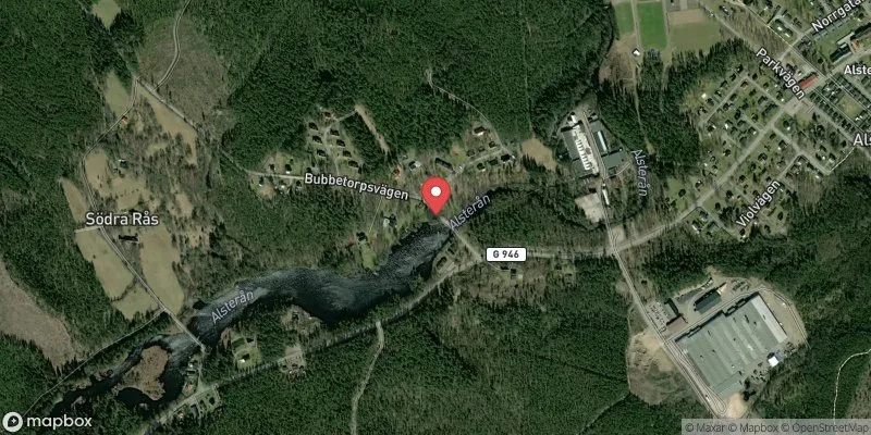 Satellitbild över Alsterån, Alstermo i Uppvidinge