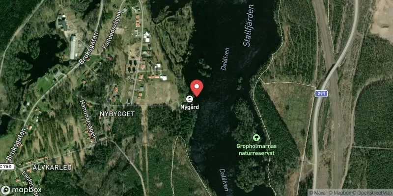 Satellitbild över Älvkarleö badplats i Älvkarleby