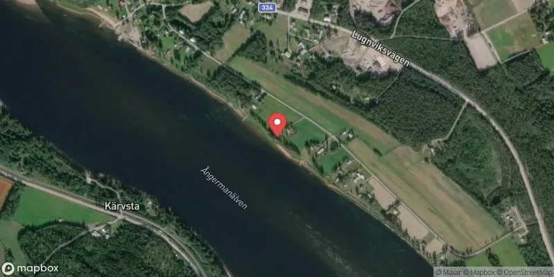 Satellitbild över Ångermanälven, Undroms strandb i Sollefteå