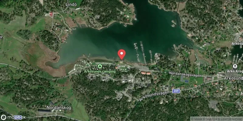 Satellitbild över Arkösund, Nordanskogsbadet Camping i Norrköping