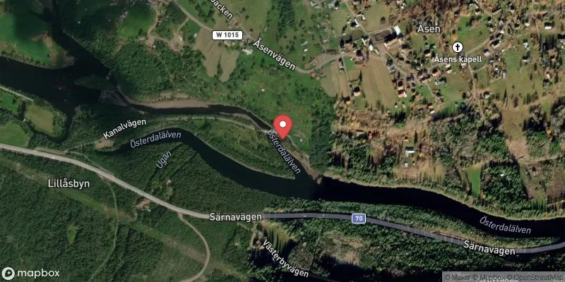 Satellitbild över Åsen Klippbadet i Älvdalen