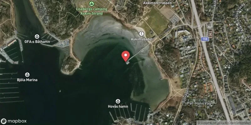 Satellitbild över Askimsbadet i Göteborg