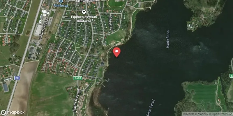 Satellitbild över Åsundabadet i Kinda