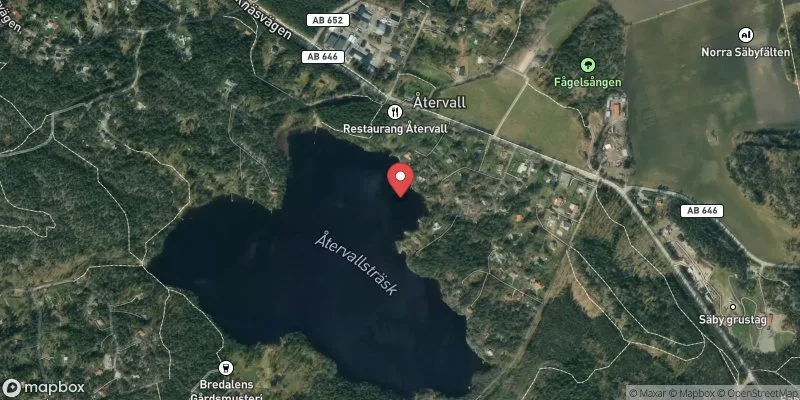 Satellitbild över Återvallsträsk i Värmdö
