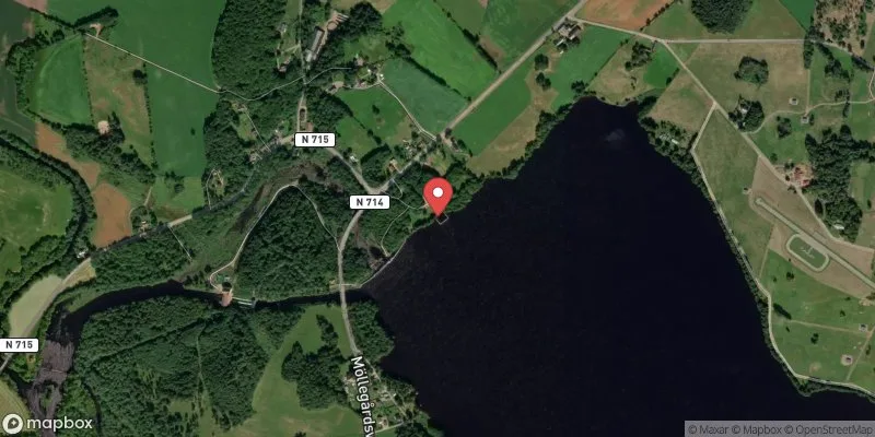 Satellitbild över Ätraforsdammen i Falkenberg