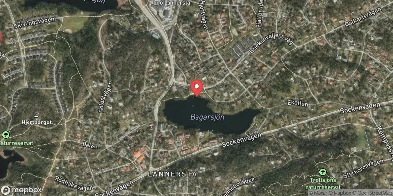 Satellitbild över Bagarsjöbadet i Nacka