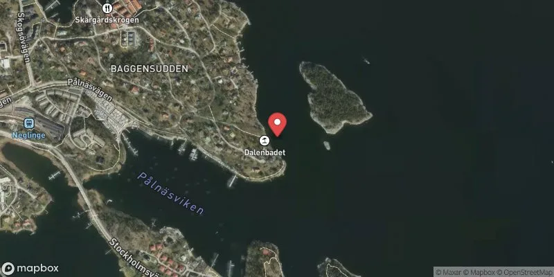 Satellitbild över Baggensuddsbadet i Nacka