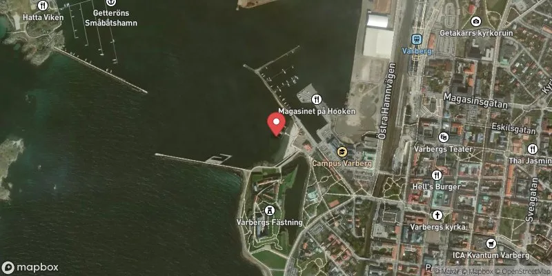 Satellitbild över Barnens badstrand i Varberg