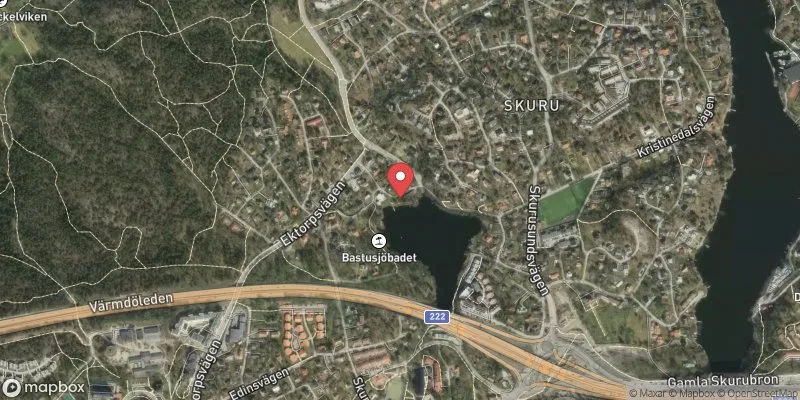 Satellitbild över Bastusjöbadet i Nacka