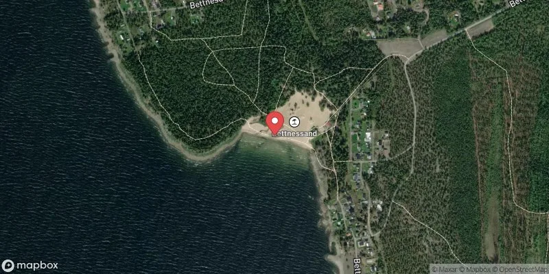 Satellitbild över Bettnesands havsbad i Umeå