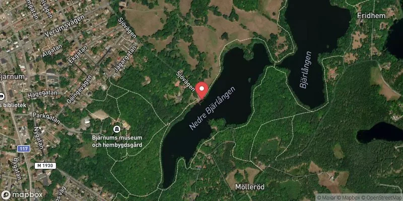 Satellitbild över Bjärlångens badplats i Hässleholm