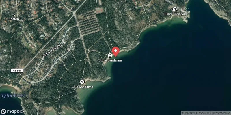 Satellitbild över Björnö Sandarna Stora Sand i Värmdö