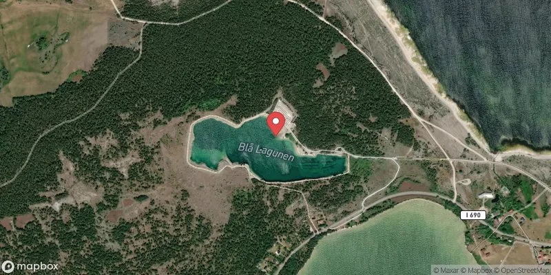 Satellitbild över Blå Lagunen i Gotland