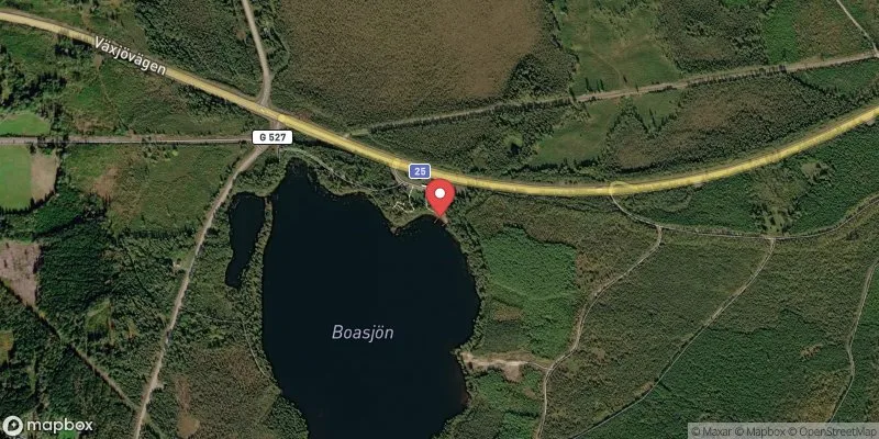 Satellitbild över Boasjöns badplats i Ljungby