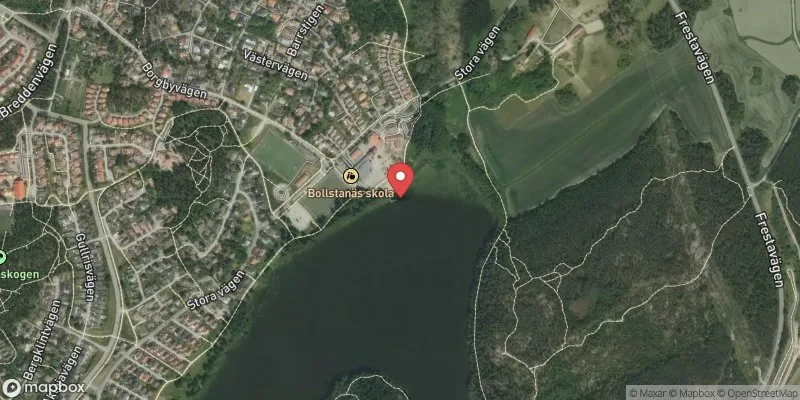 Satellitbild över Bollstanäsbadet i Upplands-Väsby