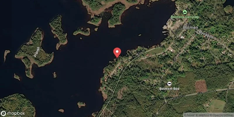 Satellitbild över Bolmens samhälle badplats i Ljungby
