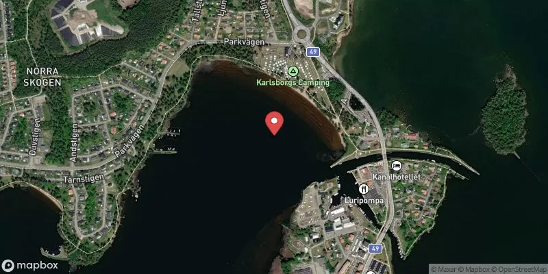 Satellitbild över Bottensjön campingen i Karlsborg
