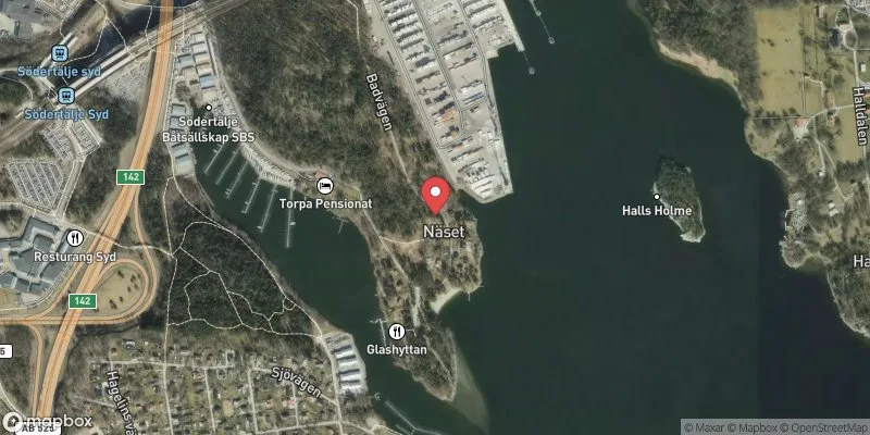 Satellitbild över Bränningestrand i Södertälje