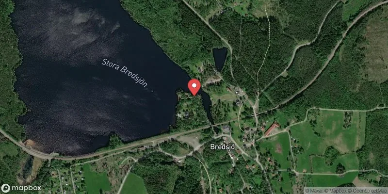 Satellitbild över Bredsjö badplats i Hällefors