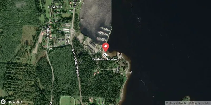 Satellitbild över Bredviks havsbad, Obbola i Umeå
