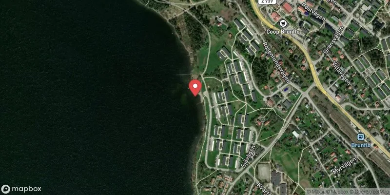 Satellitbild över Brunflo badplats i Östersund