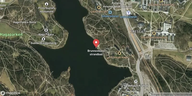 Satellitbild över Brunnsvikens Strandbad i Stockholm