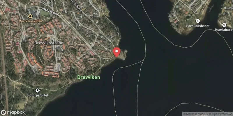 Satellitbild över Drevviken, Badudden i Huddinge