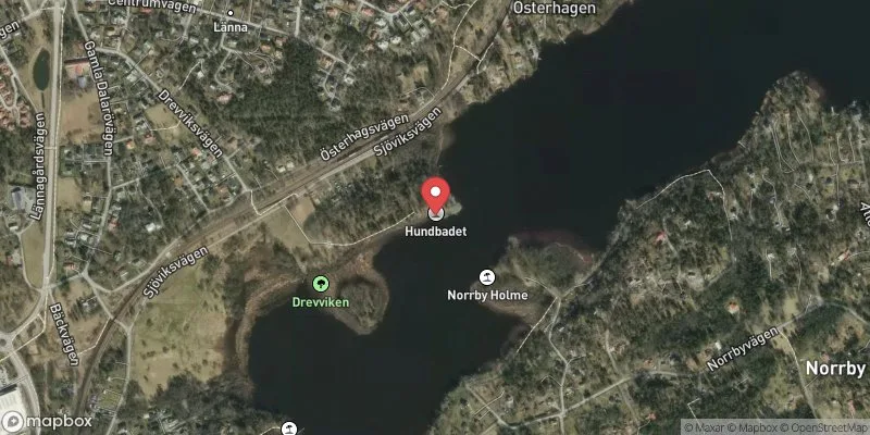 Satellitbild över Drevviken, Lännabadet i Huddinge