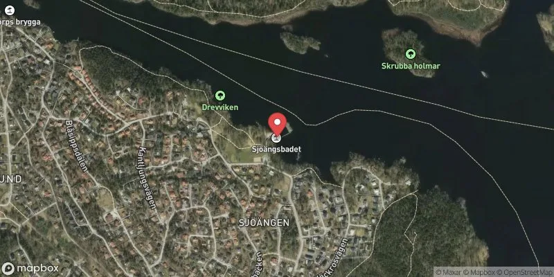 Satellitbild över Drevviken, Sjöängsbadet i Huddinge