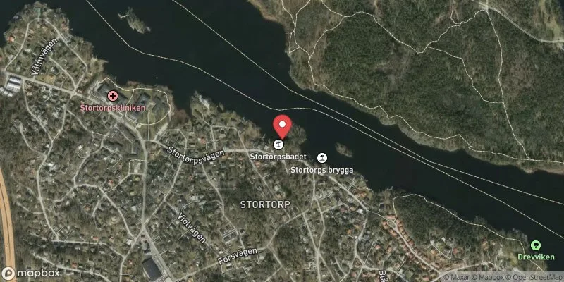 Satellitbild över Drevviken, Stortorpsbadet i Huddinge
