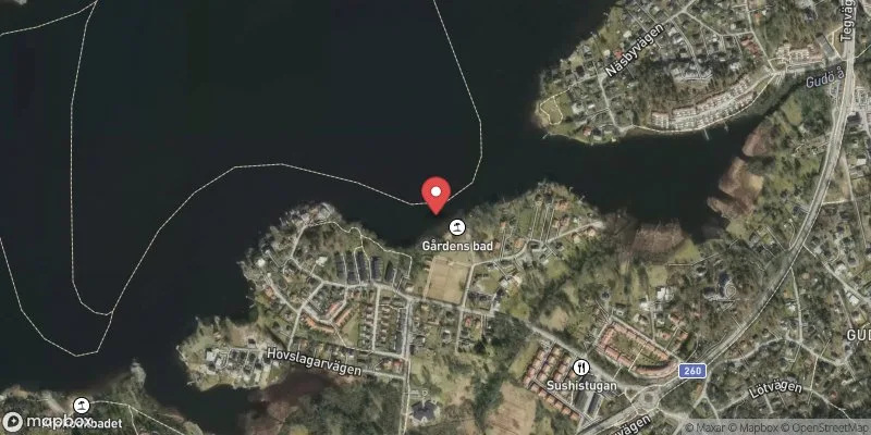 Satellitbild över Drevviken, Vendelsö Gård i Haninge