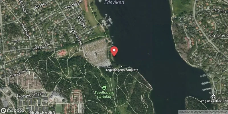Satellitbild över Edsviken, Tegelhagens badplats i Sollentuna