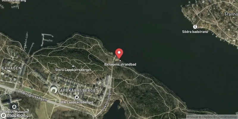Satellitbild över Ekhagens strandbad i Stockholm