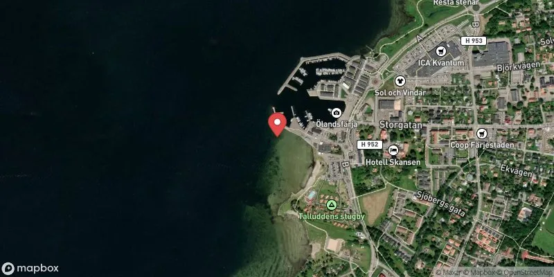 Satellitbild över Färjestadens hamn i Mörbylånga
