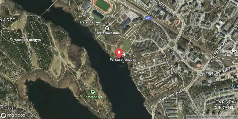 Satellitbild över Farsta strandbad, Magelungen i Stockholm