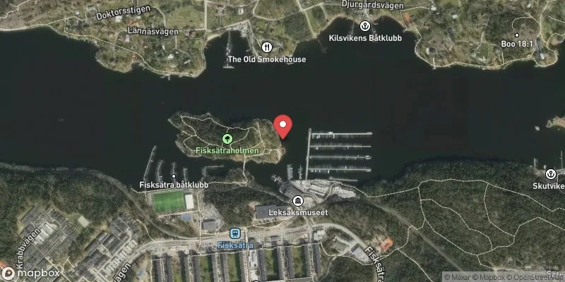 Satellitbild över Fisksätrabadet i Nacka