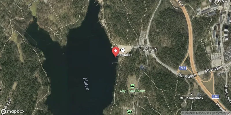 Satellitbild över Flatenbadet, allmänna i Stockholm