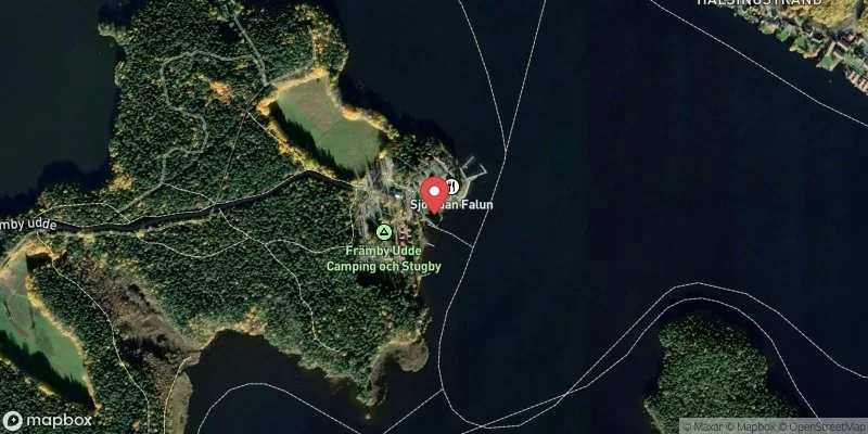 Satellitbild över Främby udde i Falun