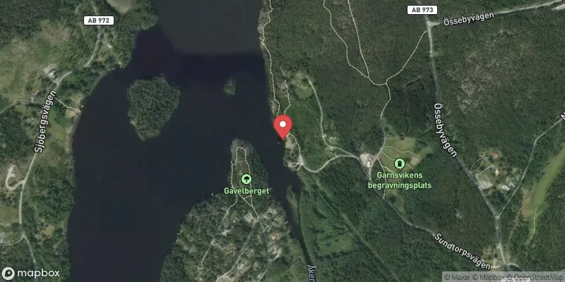 Satellitbild över Garnsviksbadet i Österåker