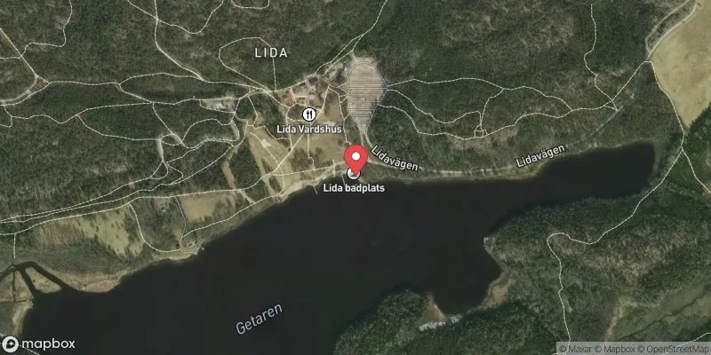 Satellitbild över Getaren, Lidabadet i Botkyrka