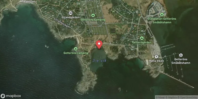 Satellitbild över Getterön 3:e vik i Varberg