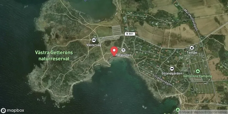 Satellitbild över Getterön 5:e vik i Varberg