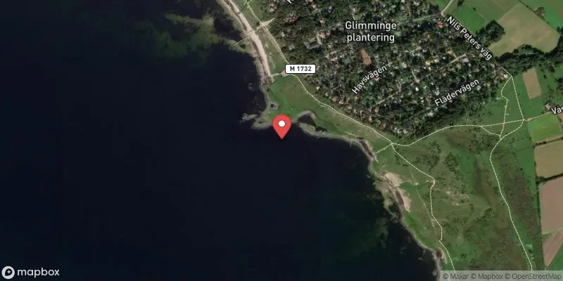 Satellitbild över Glimminge strand i Båstad