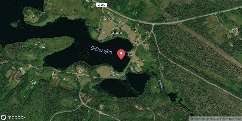 Satellitbild över Glötesjön i Härjedalen