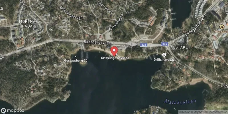 Satellitbild över Grisslinge havsbad i Värmdö