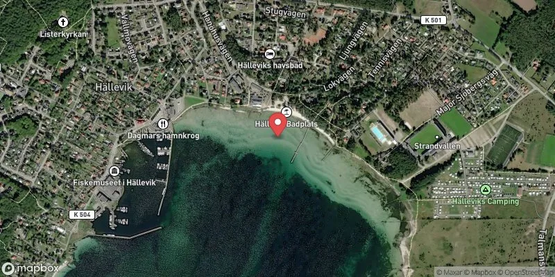 Satellitbild över Hälleviks strand i Sölvesborg